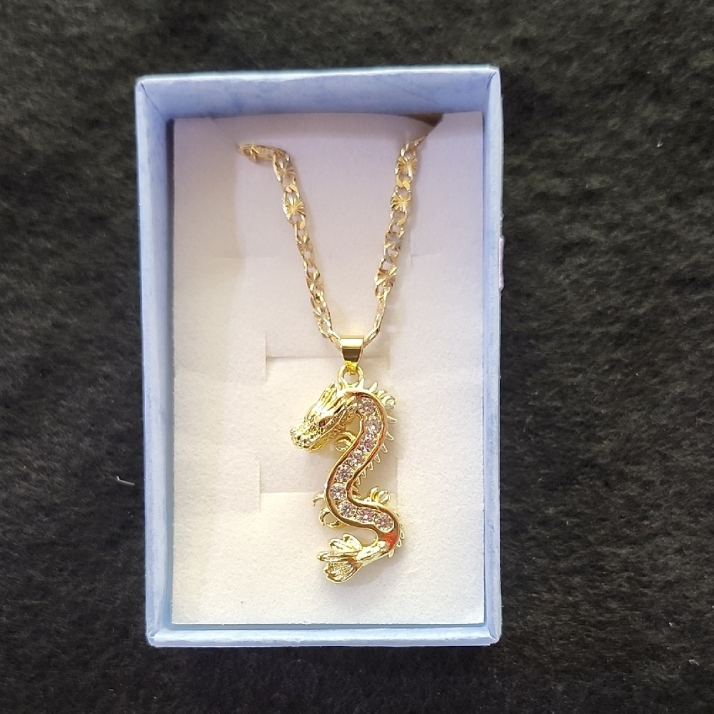 Gold Dragon Pendant Necklace